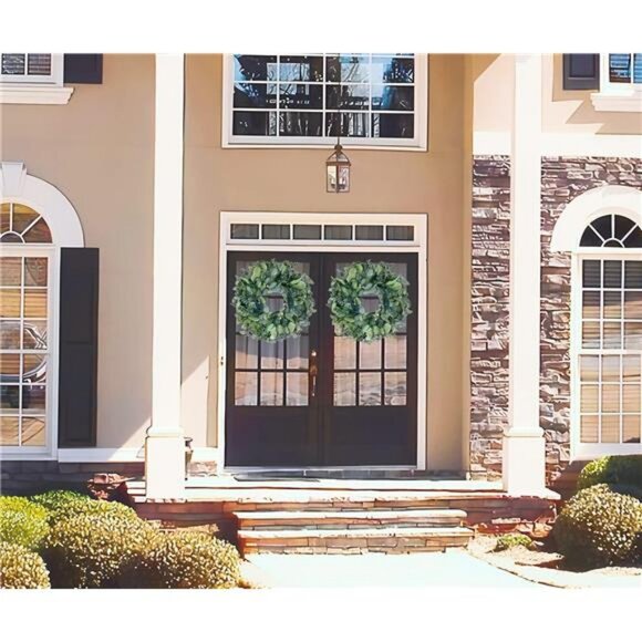 26 Artificial Eucalyptus Wreaths for Front Door for All Seasons, Home Wall Decor - Picture 5 of 6